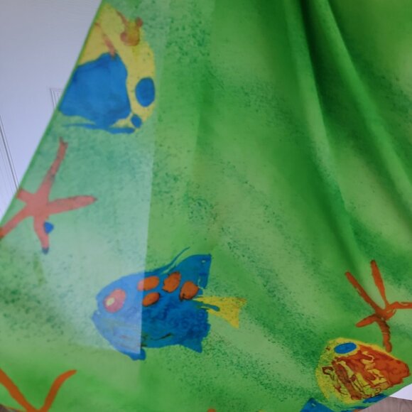 AJ Tropics Scarf Wrap Cover-up Dress Tropical Fish Wrap Colorful Summer NWT - Picture 3 of 7